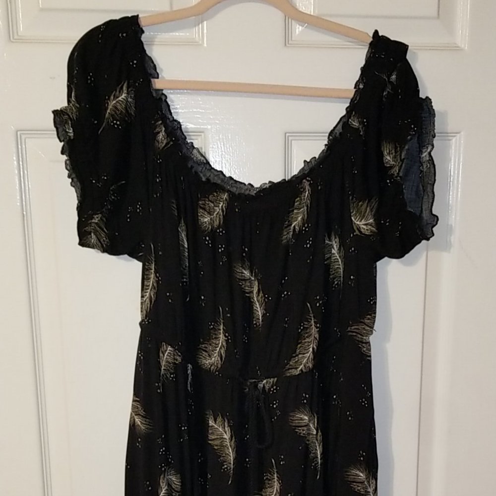 Torrid - Black Feather Off-Shoulder Midi Dress